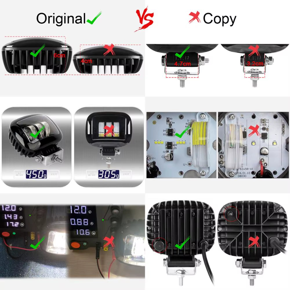 6D Lens 5 Inch round Square Led Work Light 12V for Car 4WD ATV SUV UTV Trucks 4X4 Offroad Motorcycle Auto Working Driving Lights