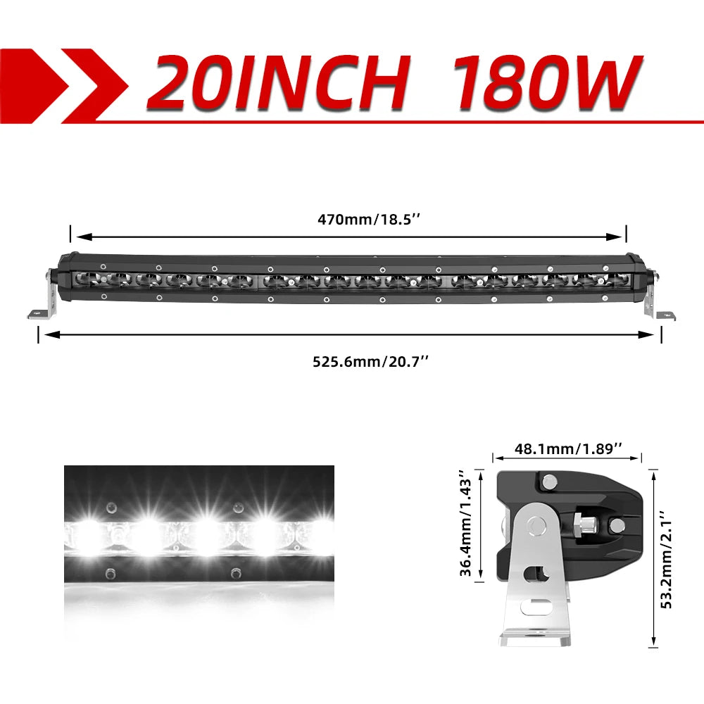 Curved 50" 80000LM LED Light Bar Spot/Flood Offroad Led Bar Combo Led Work Light Bar for Truck SUV ATV 4X4 4WD 12V 24V