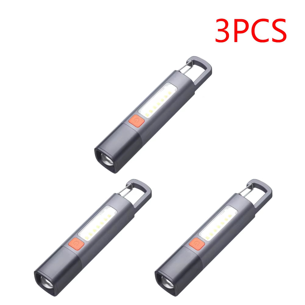 2-10PCS Super Bright Flashlight USB Charging Mini Portable LED Torch 800Mah Camping Powerful Flashlight 300LM for Outdoor Hiking