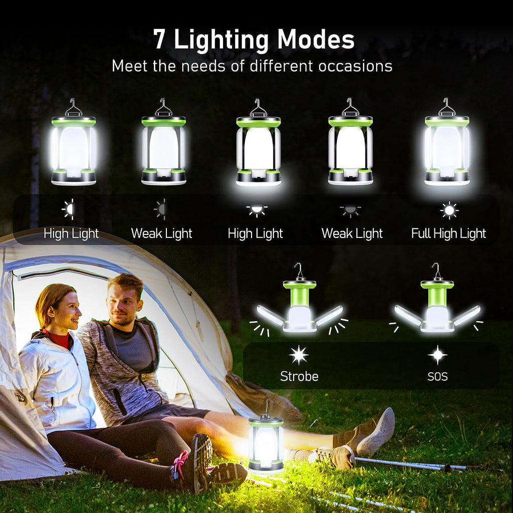 Camping Lantern Rechargeable, Super Bright LED Camping Lights Lamp with 7 Light