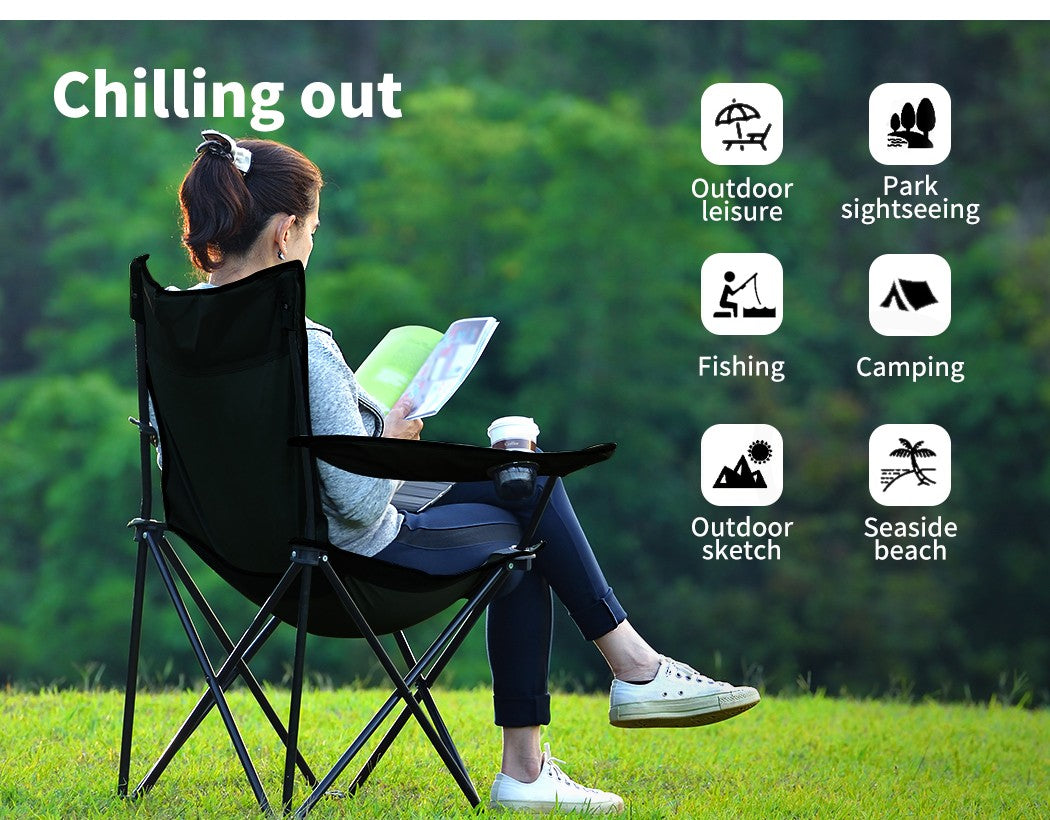 Levede 2Pcs Camping Chairs Folding Arm Foldable Portable Outdoor Fishing Picnic