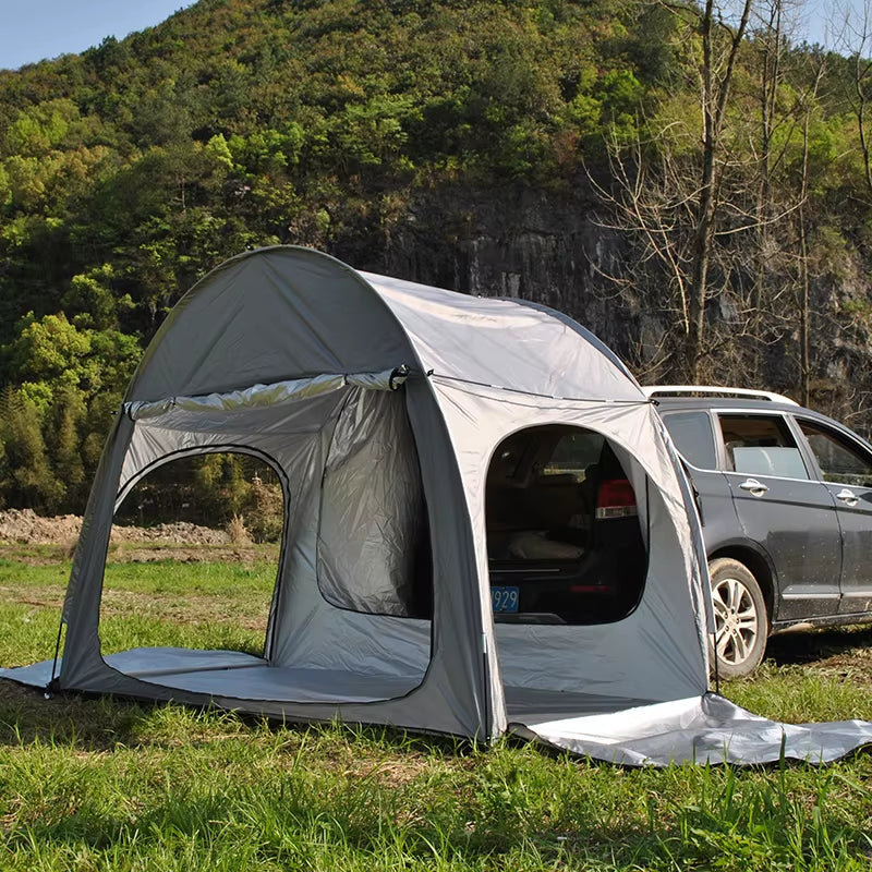Rear Car Tents with Rainfly, Sun Shade, Tarp Included, SUV Camping Tents, Tailgate Tents, Waterproof Rain Cover, Multifunction