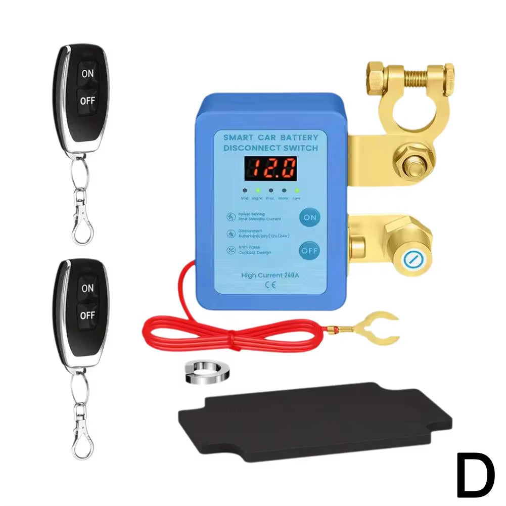 12V 240A Remote Battery Disconnect Automatic Power Shut off Car Battery Remote Control Leakage Protection