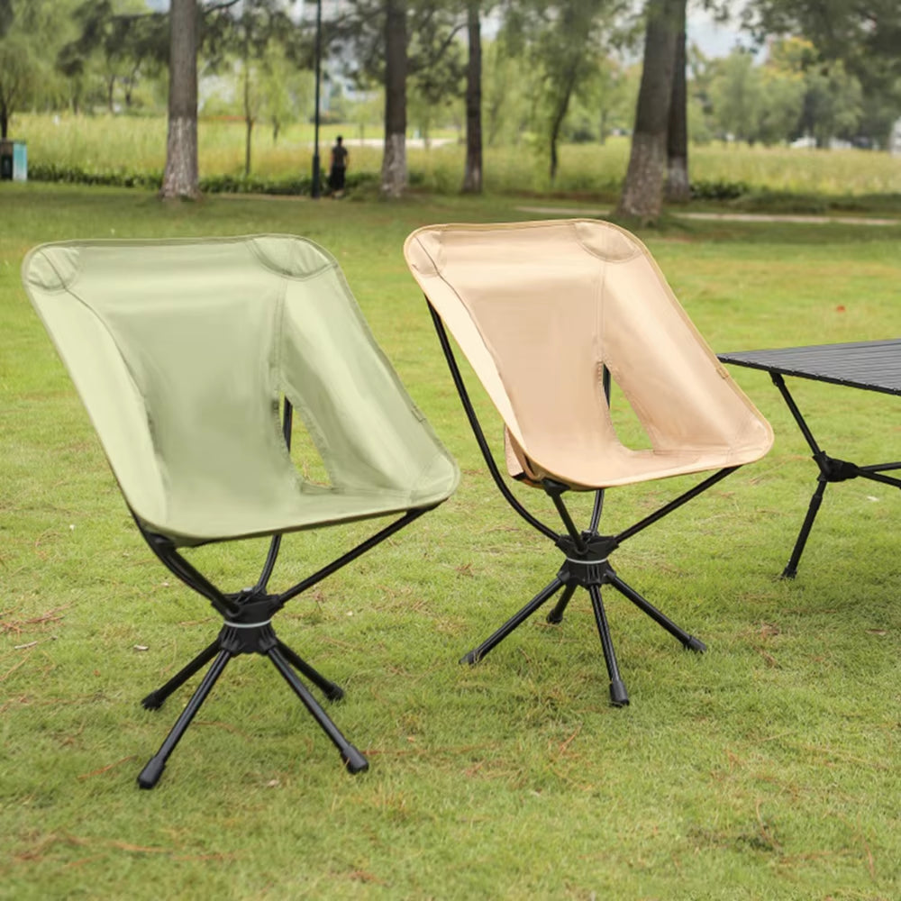 Outdoor Folding Chairs Rotatable Swivel Chair for Camping Lightweight Beach Fishing Chairs with Carry Bag for Picnic Hiking