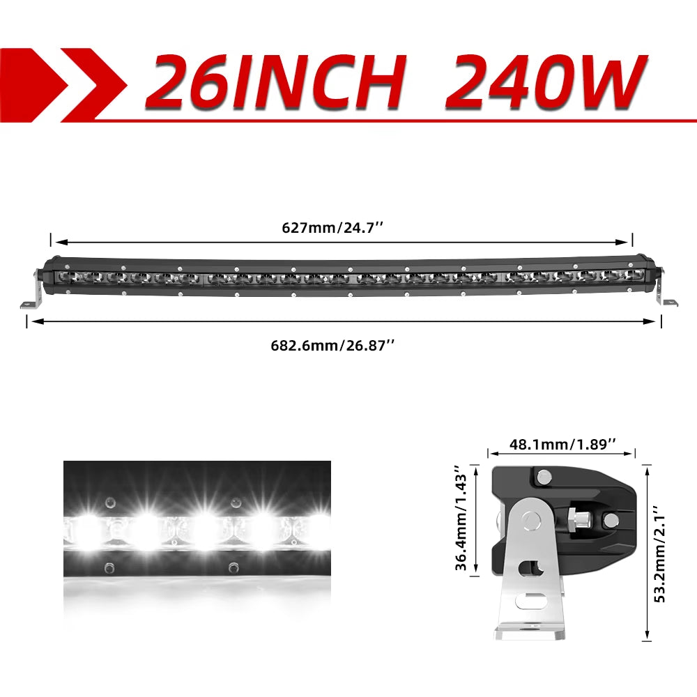 Curved 50" 80000LM LED Light Bar Spot/Flood Offroad Led Bar Combo Led Work Light Bar for Truck SUV ATV 4X4 4WD 12V 24V