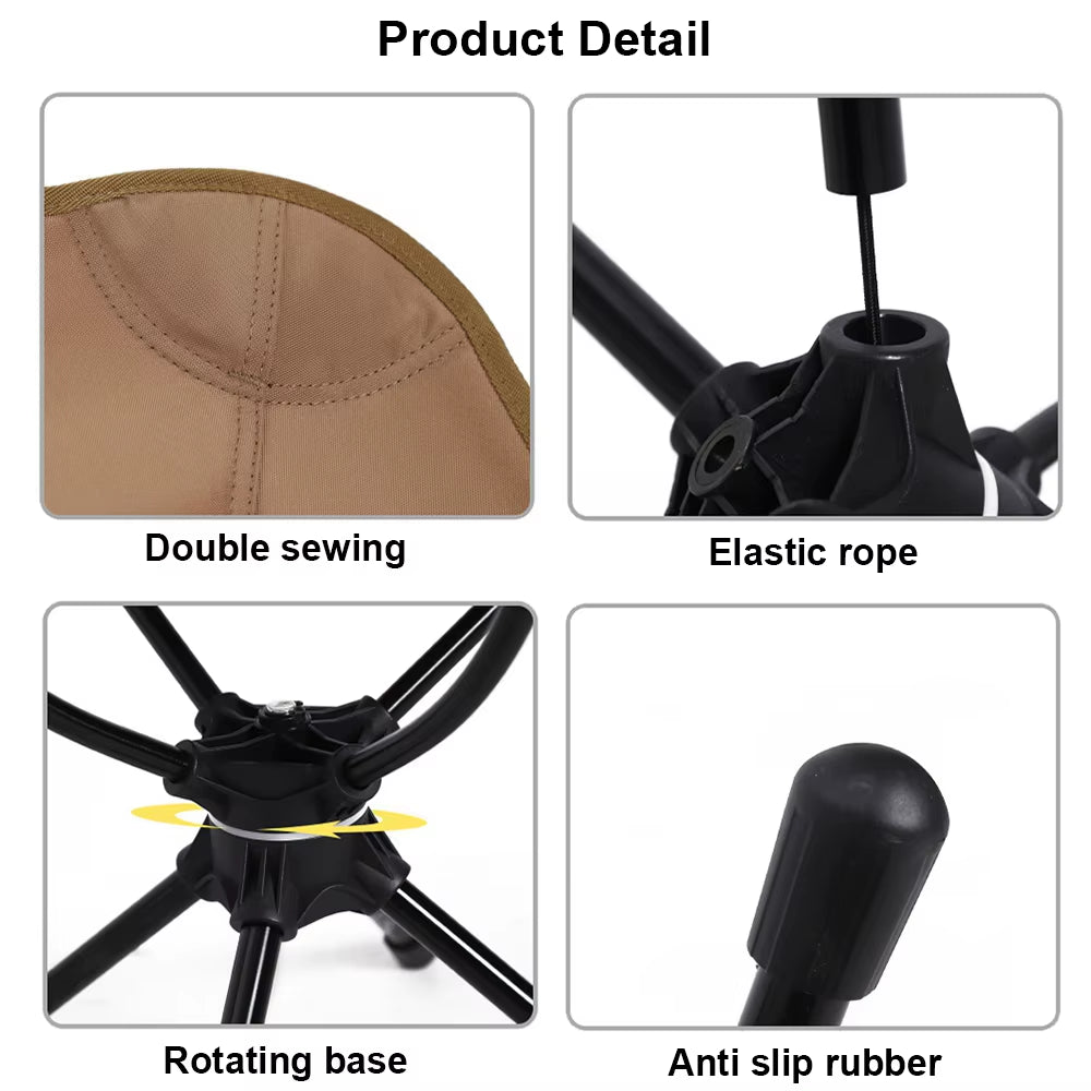 Outdoor Folding Chairs Rotatable Swivel Chair for Camping Lightweight Beach Fishing Chairs with Carry Bag for Picnic Hiking