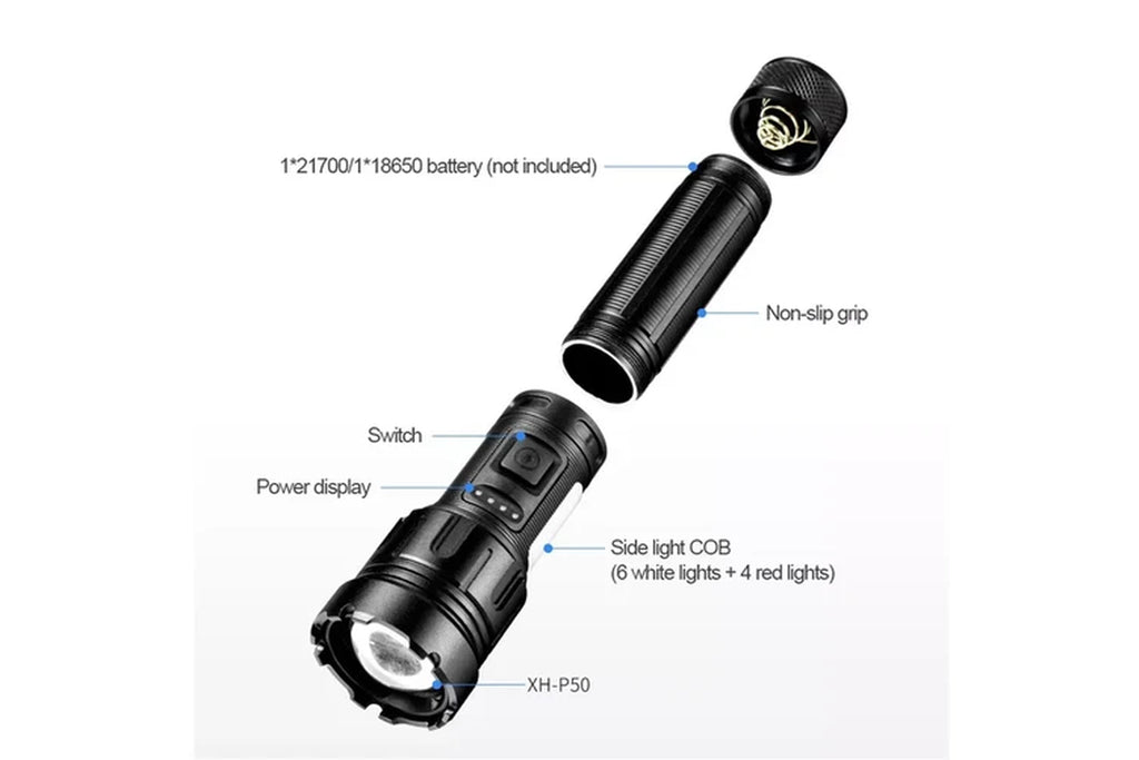 Super Bright 1000000LM LED Flashlight USB Rechargeable Tactical Torch