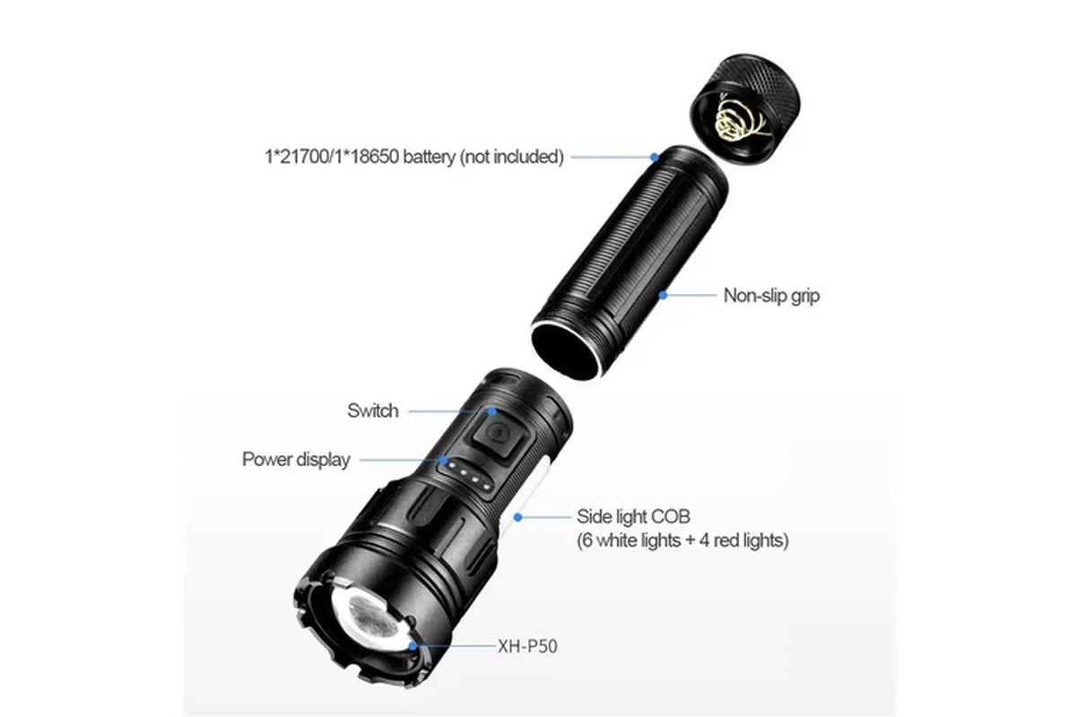 Super Bright 1000000LM LED Flashlight USB Rechargeable Tactical Torch